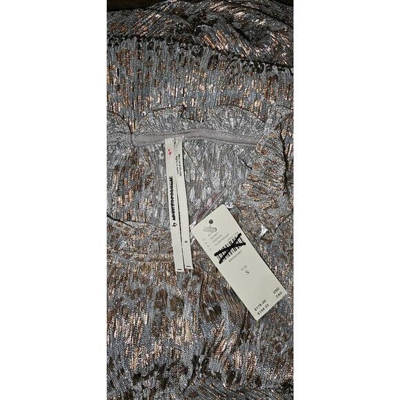 New By Anthropologie Short-Sleeve Mock-Neck Maxi Dress $178 SMALL Silver & Gold - Picture 5 of 5